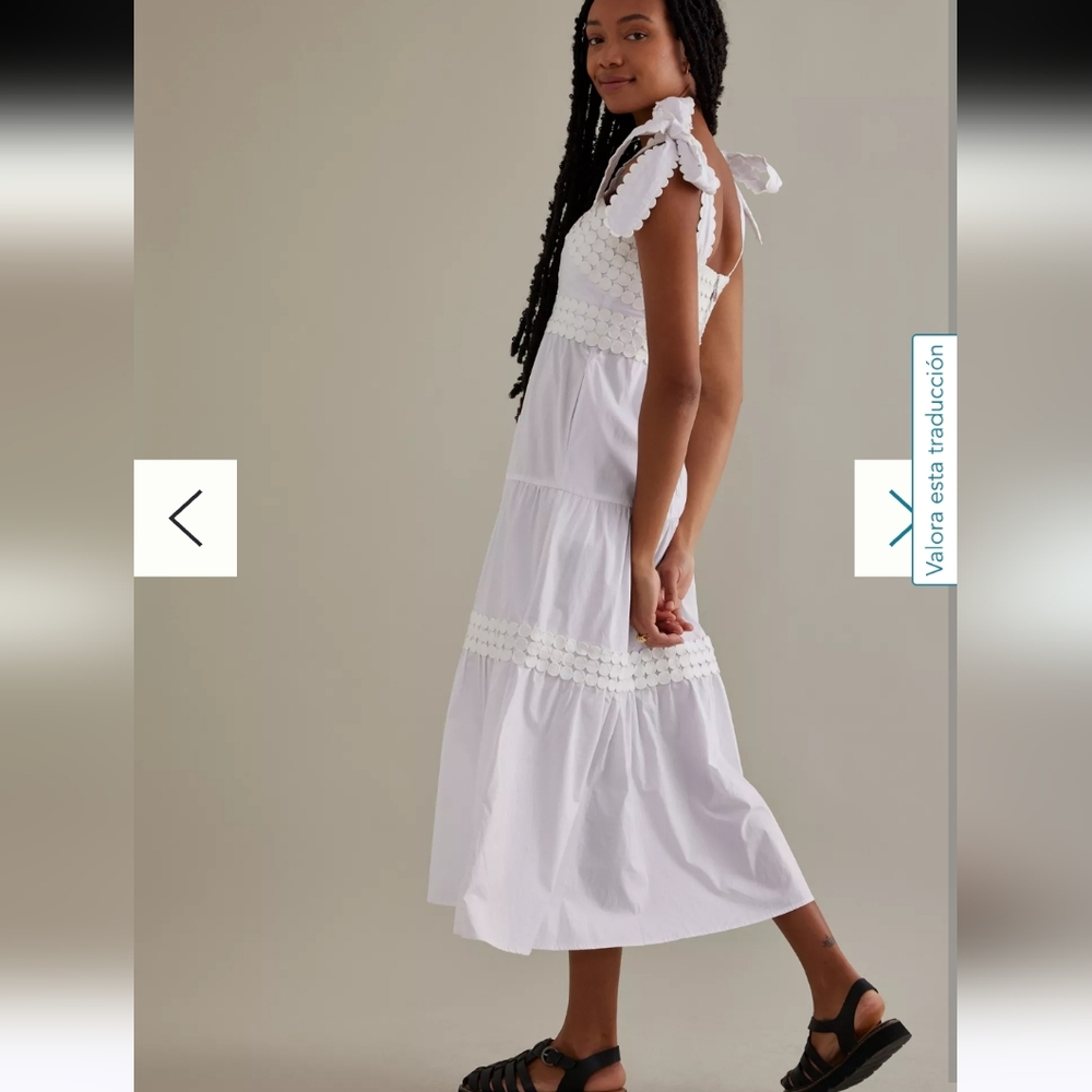 CeliaB Sereia Scalloped Applique Bow Tie Tiered Midi Dress